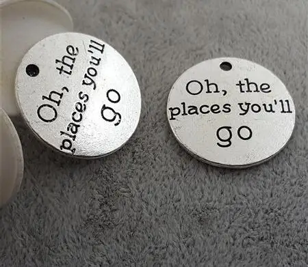 High Quality 10Pieces/Lot Diameter 25mm Letter Printed Oh The Places You'll Go Words Round Disc Charm Pendant
High Quality 10Pieces/Lot Diameter 25mm Letter Printed Oh The Places You'll Go Words Round Disc Charm Pendant
