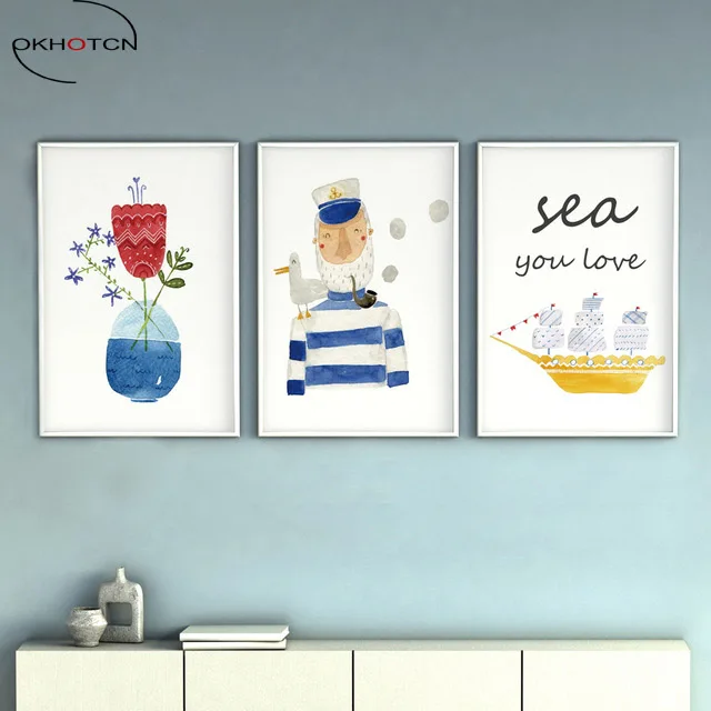 OKHOTCN Wall Art Canvas Poster Nordic Cartoon Sailor Canvas Painting Oil Painting Decorative Pictures Kids Room Home Decor
OKHOTCN Wall Art Canvas Poster Nordic Cartoon Sailor Canvas Painting Oil Painting Decorative Pictures Kids Room Home Decor