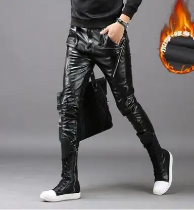Autumn winter korean personality fashion motorcycle faux leather pants mens feet pants tight pu trousers for men thicken black
Autumn winter korean personality fashion motorcycle faux leather pants mens feet pants tight pu trousers for men thicken black