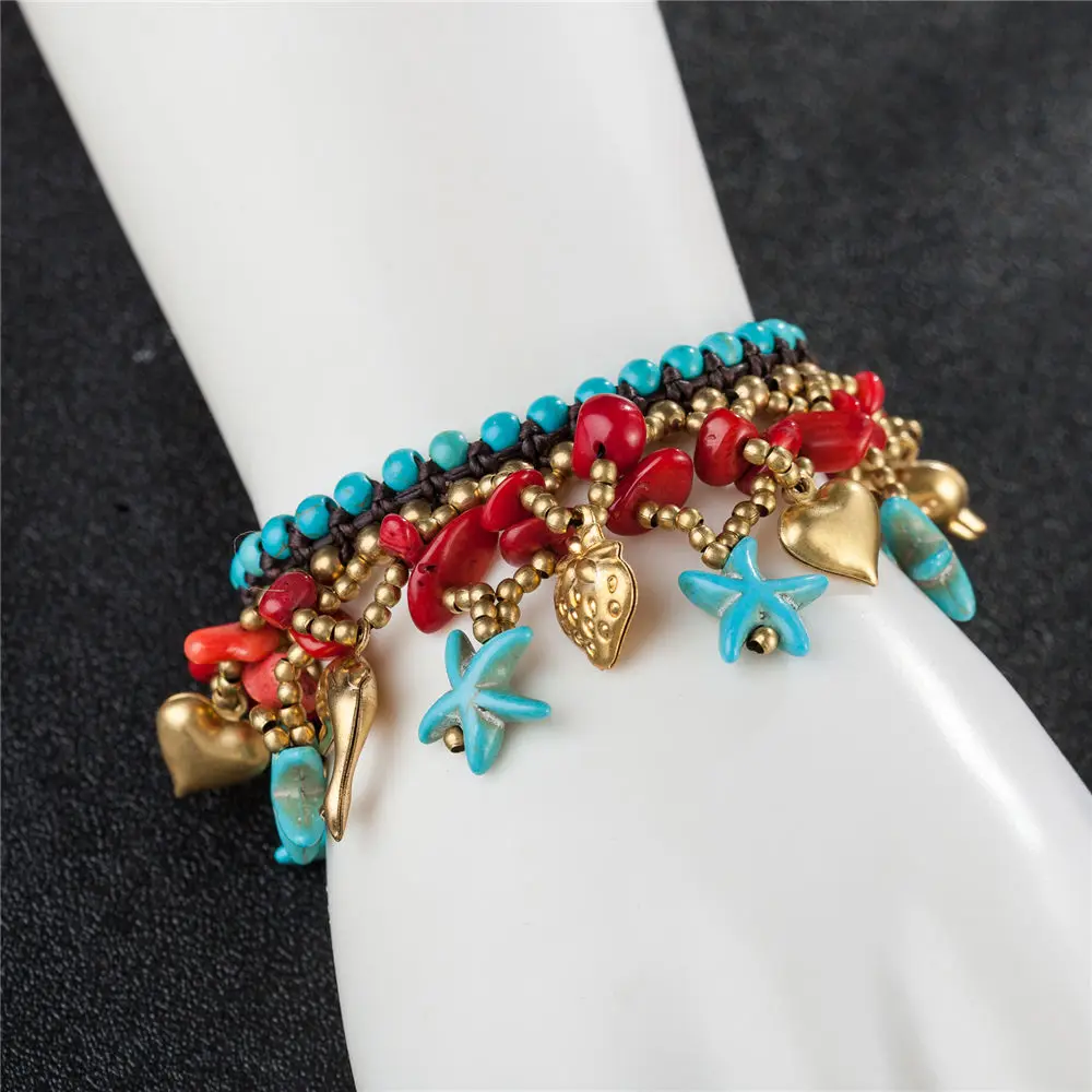 ETHNIC Brand Boho Retro Green Star Shaped Beads Charm Bracelets for Women Fashion A Bracelet Gold-color Beaded Heart Chain
ETHNIC Brand Boho Retro Green Star Shaped Beads Charm Bracelets for Women Fashion A Bracelet Gold-color Beaded Heart Chain