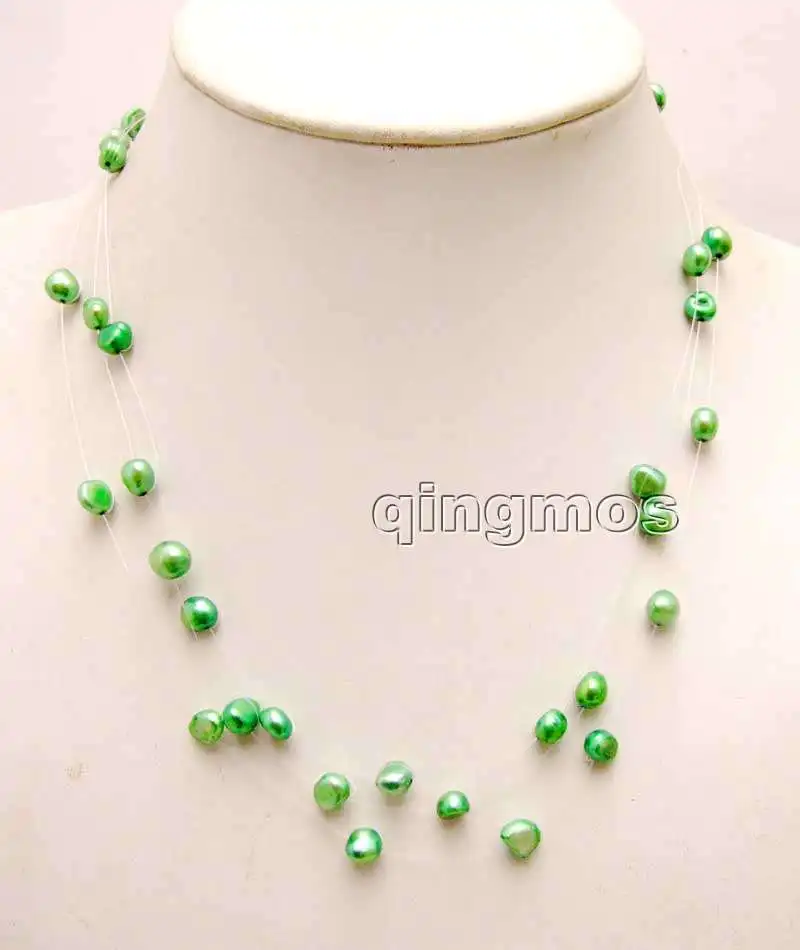 6-7mm Green BAROQUE Natural Freshwater Pearl 3 Strands 18" Starriness Necklace-nec6181 Wholesale/retail Free shipping
6-7mm Green BAROQUE Natural Freshwater Pearl 3 Strands 18" Starriness Necklace-nec6181 Wholesale/retail Free shipping
