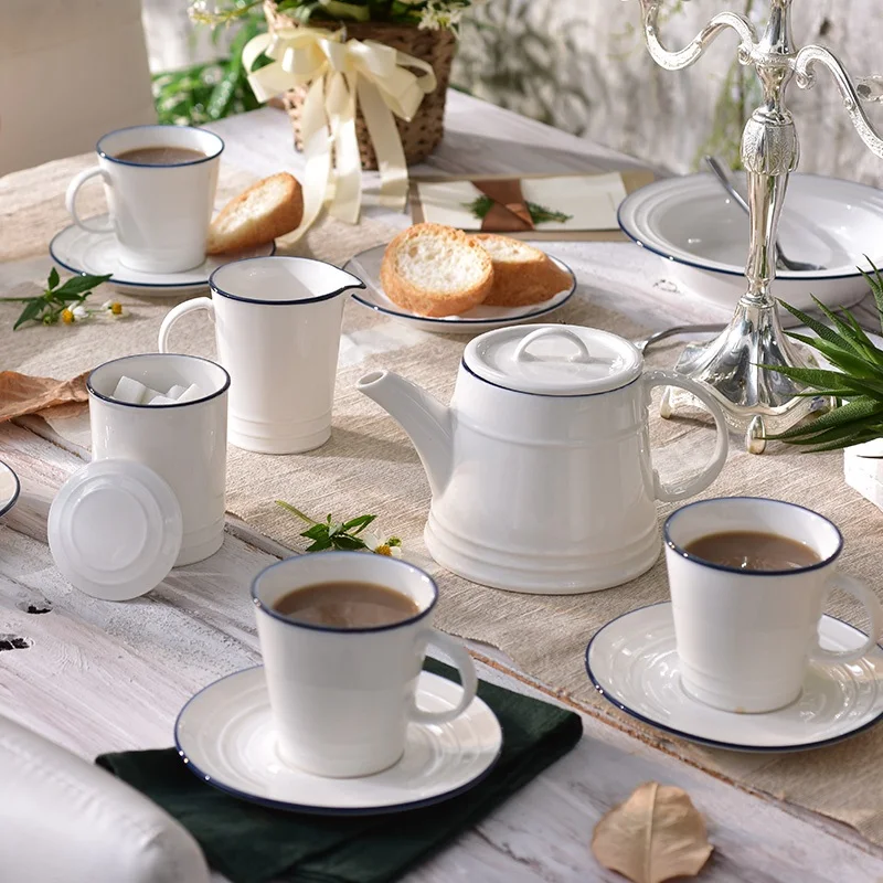 Nordic minimalist blue and white ceramic teapot coffee cup saucepan 13 pieces of gift boxes
Nordic minimalist blue and white ceramic teapot coffee cup saucepan 13 pieces of gift boxes