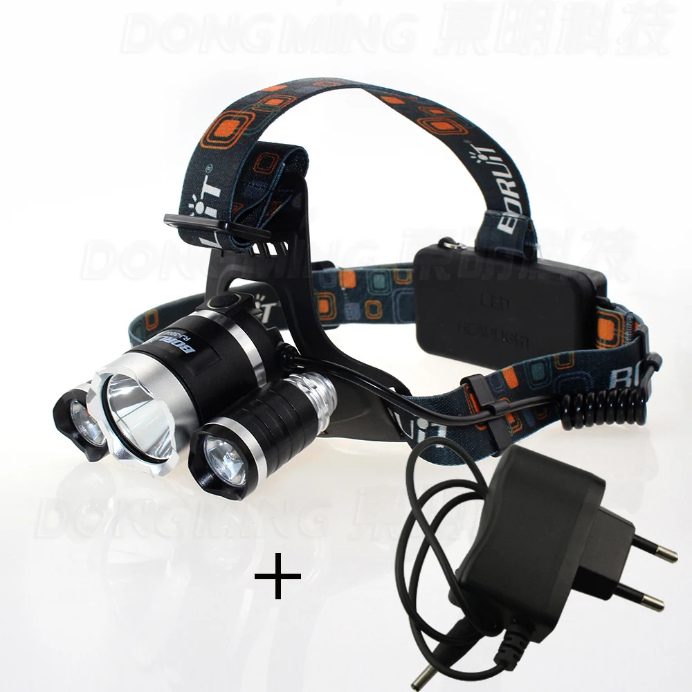 

3 led 4modes headlamp CREE XML T6 5000 Lumen head flashlight Rechargeable 18650 Headlight frontale lamp with charger