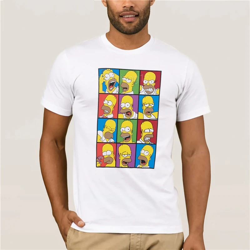 Симпсоны Гомер знаменитые лица мультфильм ТВ шоу взрослая Футболка Tee | Мужская