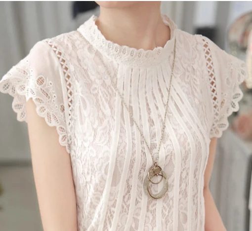 White Lace Blouse Short Sleeve Stand Collar Women Tops Elegant Patchwork Crochet Women Shirt Plus Size
White Lace Blouse Short Sleeve Stand Collar Women Tops Elegant Patchwork Crochet Women Shirt Plus Size