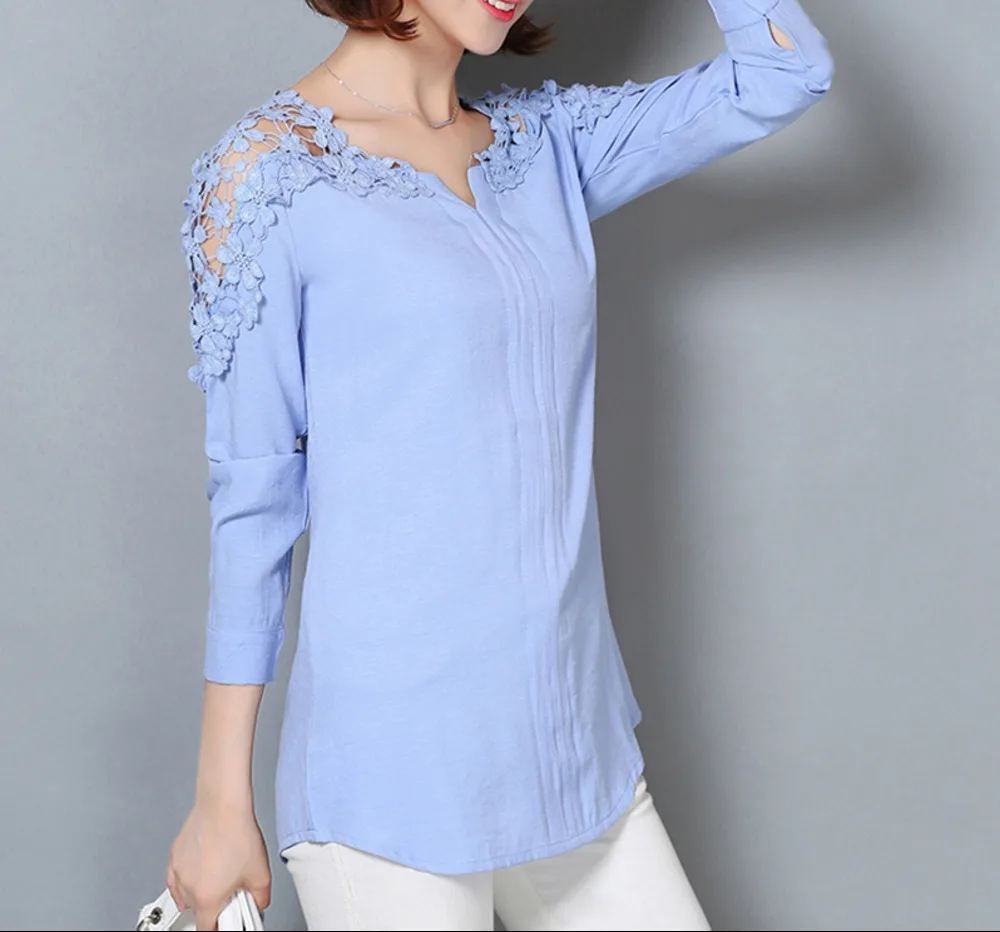 New Women Blouse Femininas Long Sleeve Blouse Shirt Women V-Neck Floral Lace Sexy Casual Linen Shirts Plus Size Lady Shirt
New Women Blouse Femininas Long Sleeve Blouse Shirt Women V-Neck Floral Lace Sexy Casual Linen Shirts Plus Size Lady Shirt