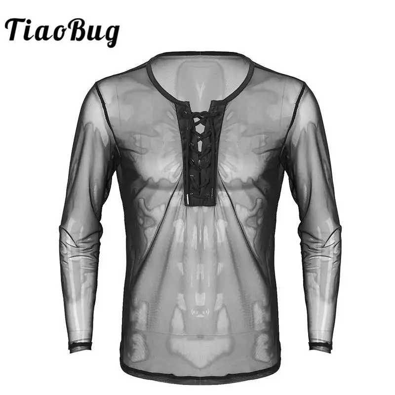 TiaoBug Mens Lace Up Mesh See Through Long Sleeve T-Shirt Men Sexy Club Wear Costumes Undershirts Sheer Fishnet Tops
TiaoBug Mens Lace Up Mesh See Through Long Sleeve T-Shirt Men Sexy Club Wear Costumes Undershirts Sheer Fishnet Tops