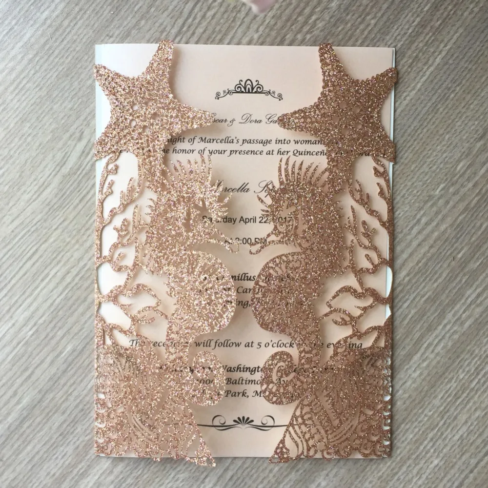 40Pcs Shinny Glitter Silver Rose Gold Sea Beach Wedding Party Invitation Card Carved Invitation for Business/Birthday Invites
40Pcs Shinny Glitter Silver Rose Gold Sea Beach Wedding Party Invitation Card Carved Invitation for Business/Birthday Invites