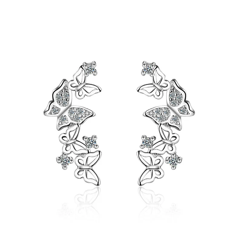 925 Sterling Silver Fashion Shiny Zircon Butterfly Design Stud Earrings for Women Jewelry Gift Hot Sale Wholesale Drop Shipping
925 Sterling Silver Fashion Shiny Zircon Butterfly Design Stud Earrings for Women Jewelry Gift Hot Sale Wholesale Drop Shipping