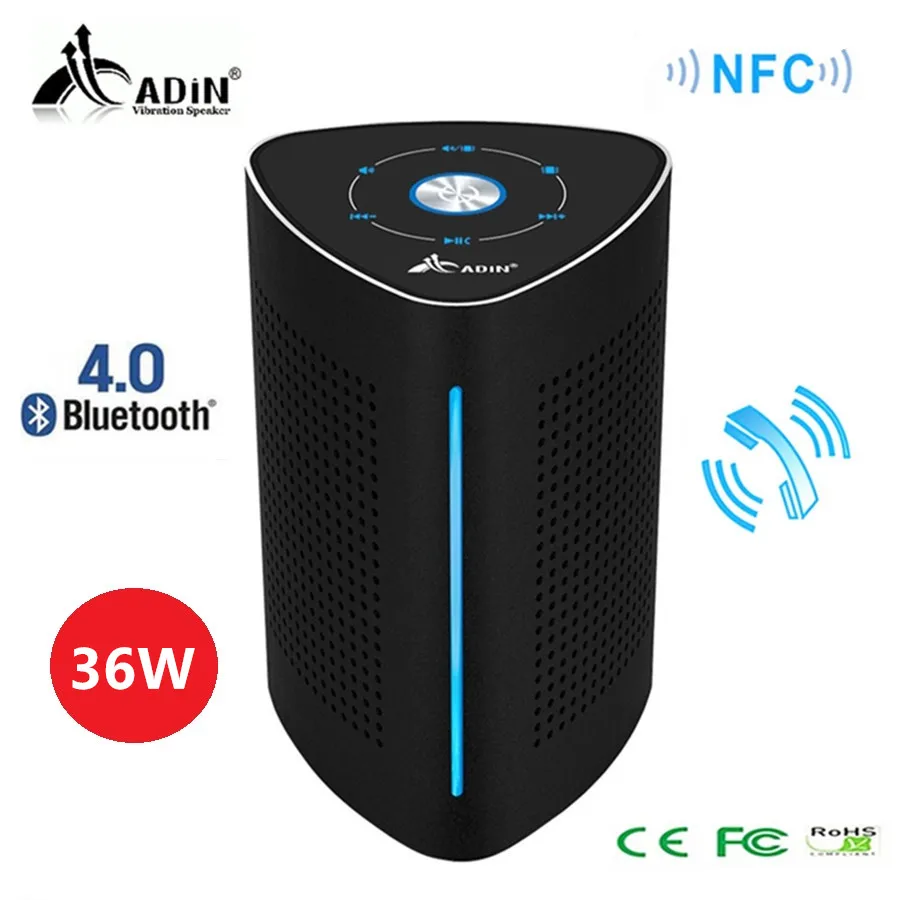 

ADIN Vibration Speaker 36W Bluetooth Speakers Wireless Subwoofer Metal NFC Stereo 3D Surround Touch Computer Speaker for Phone