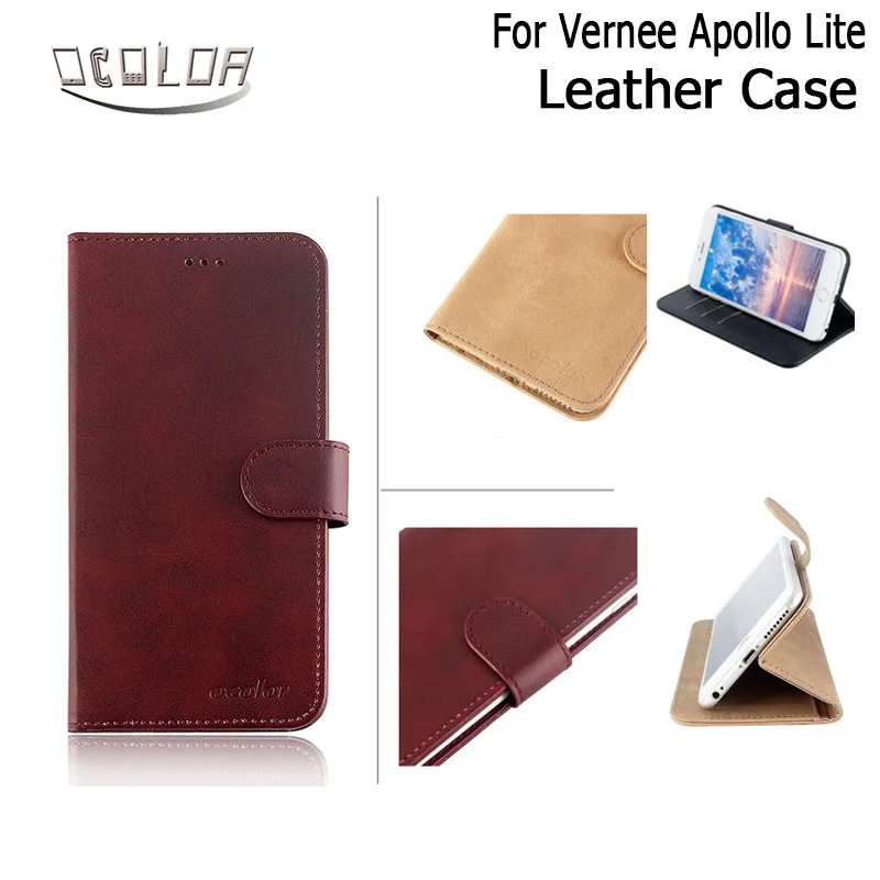 Кожаный чехол-книжка ocolor для Vernee Apollo Lite из искусственной кожи с отделением карт