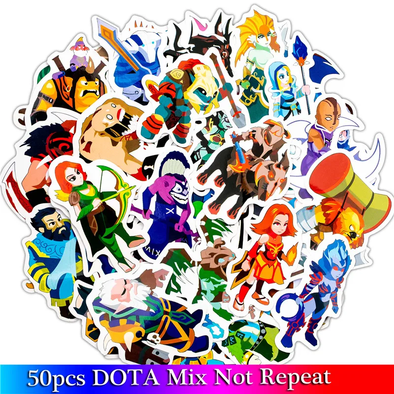 50 шт./лот забавные мультяшные игровые наклейки Dota для мотоцикла и чемодана крутые