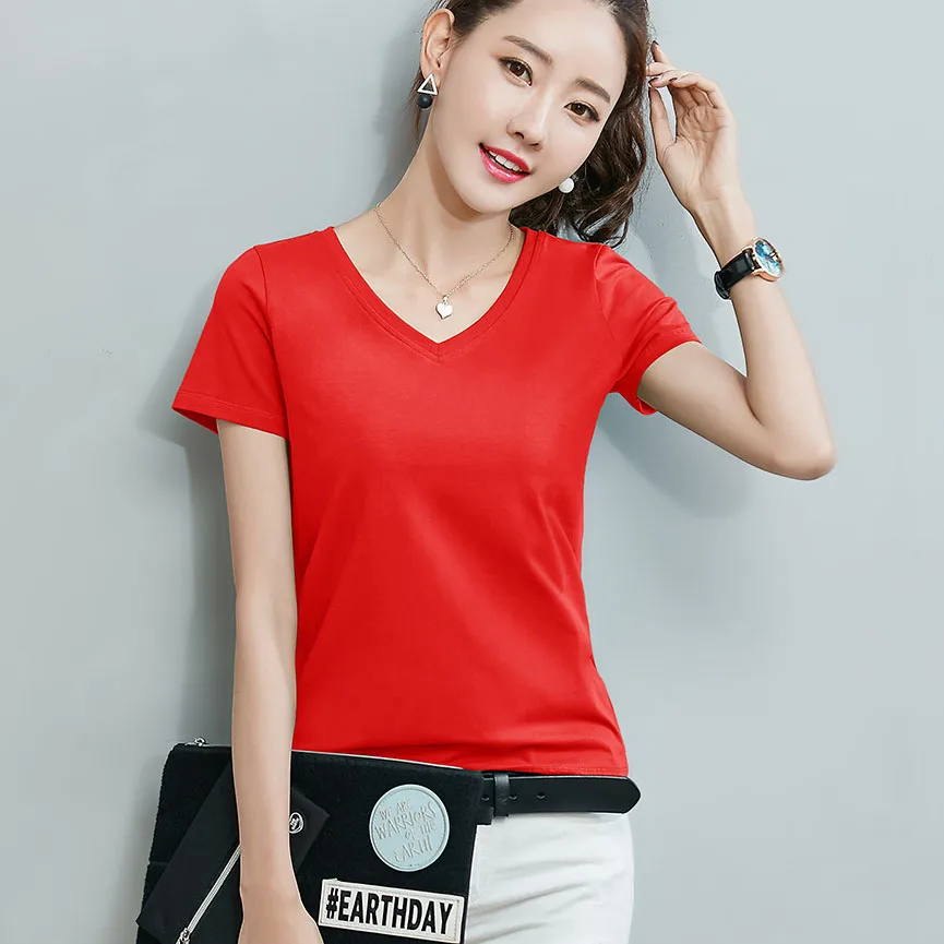 GGRIRHT T Shirt Women 2018 Cotton T-Shirt Casual Short Sleeve Summer V-Neck Top Camisetas Mujer T-Shirt Femme Tshirt Feminina
GGRIRHT T Shirt Women 2018 Cotton T-Shirt Casual Short Sleeve Summer V-Neck Top Camisetas Mujer T-Shirt Femme Tshirt Feminina