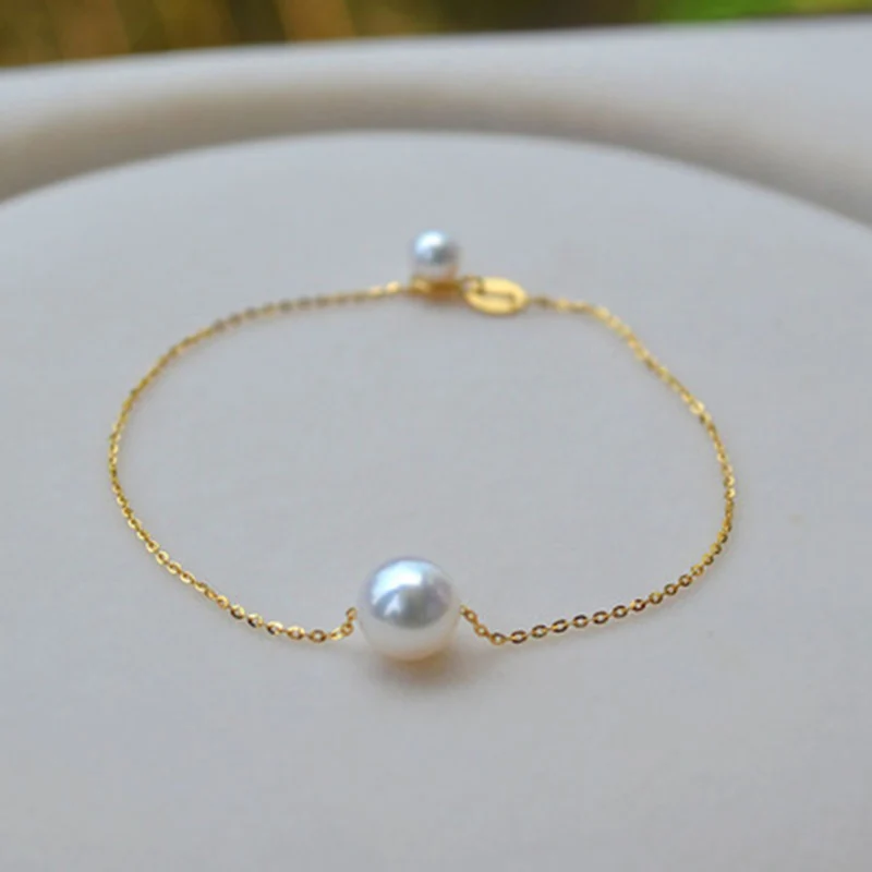 Sinya 18k Gold Chain Bracelets with 7.5-8mm Natural Round Pearl for Women Girl Mum Lover Length 15.5cm to 18cm Optional
Sinya 18k Gold Chain Bracelets with 7.5-8mm Natural Round Pearl for Women Girl Mum Lover Length 15.5cm to 18cm Optional