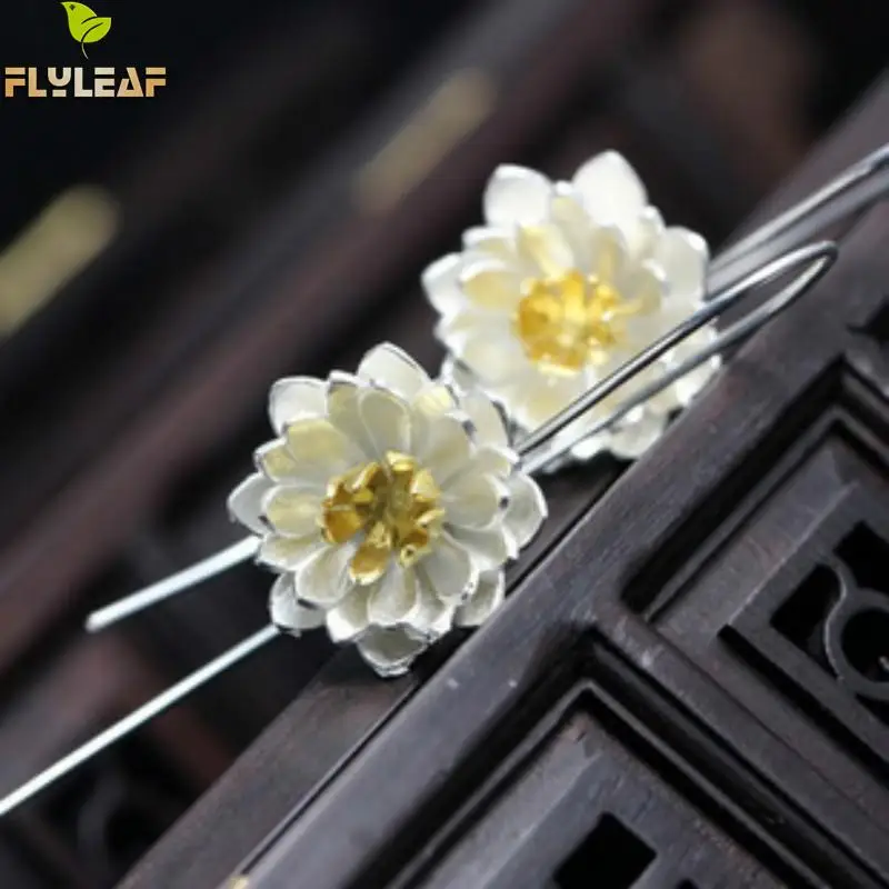 925 Sterling Silver Flower Earings Elegant Lotus long Drop Earring For Women Fashion Brincos Grandes Fine Jewelry pendientes
925 Sterling Silver Flower Earings Elegant Lotus long Drop Earring For Women Fashion Brincos Grandes Fine Jewelry pendientes