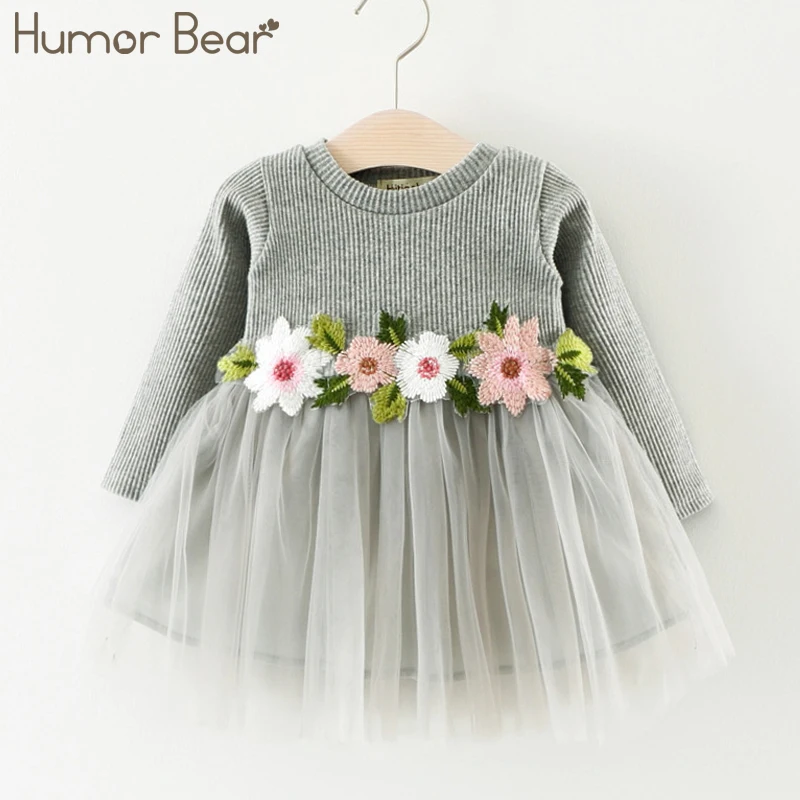 Платье для девочек Humor Bear новинка цветочный дизайн на талии одежда маленьких с