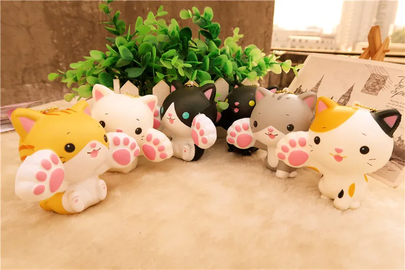 Kuutti Suqishy 24 шт. милый японский мультфильм Kawaii улыбка Кот с большим крючком мягкий