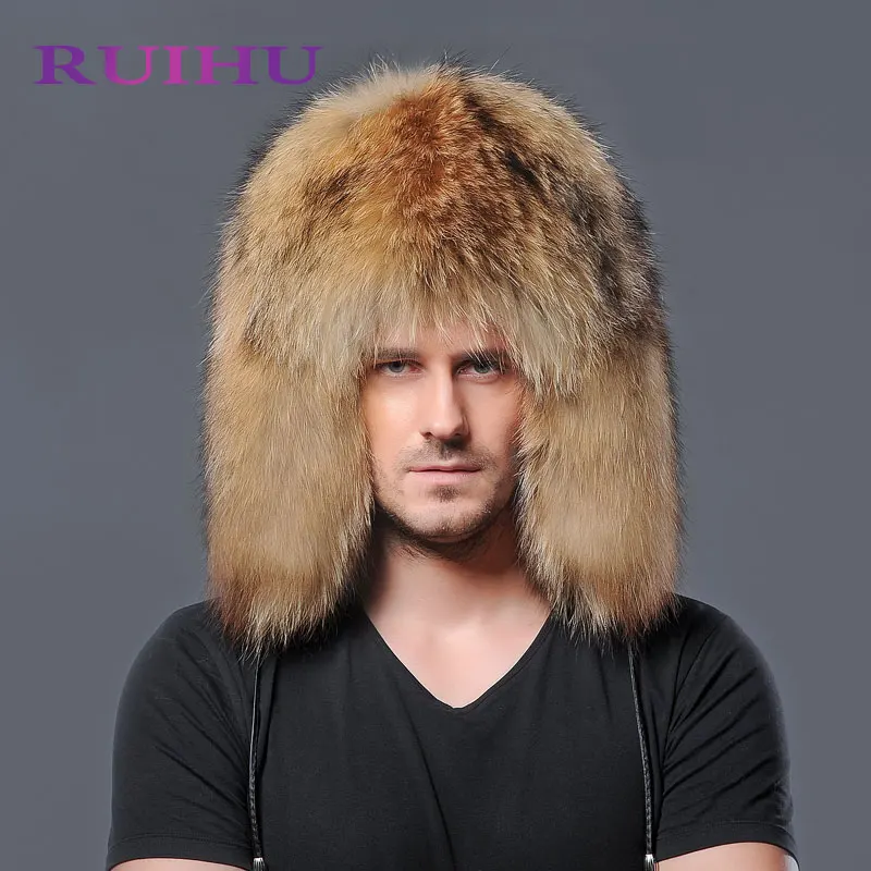 Ruihu зима Природа норки Бомбардировщик Hat мягкие мужские Ловец Охота толстый