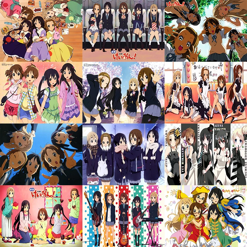 K ON белая картонная Настенная Наклейка японского аниме Hirasawa Yui Akiyama Mio Tainaka Ritsu