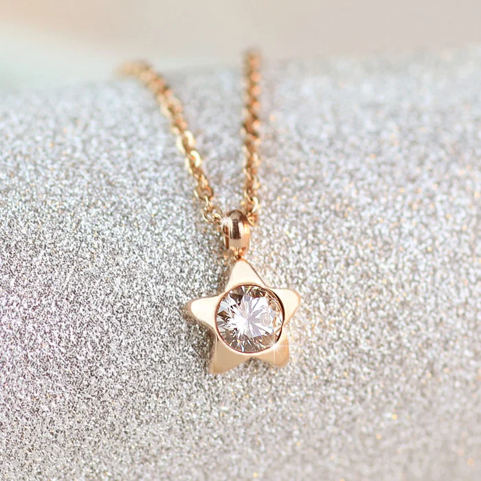 YUNRUO Fashion Rose Gold Color Woman Jewelry AAA Zircon Cute Star Pendant Necklace 316L Stainless Steel High Polish Never Fade
YUNRUO Fashion Rose Gold Color Woman Jewelry AAA Zircon Cute Star Pendant Necklace 316L Stainless Steel High Polish Never Fade