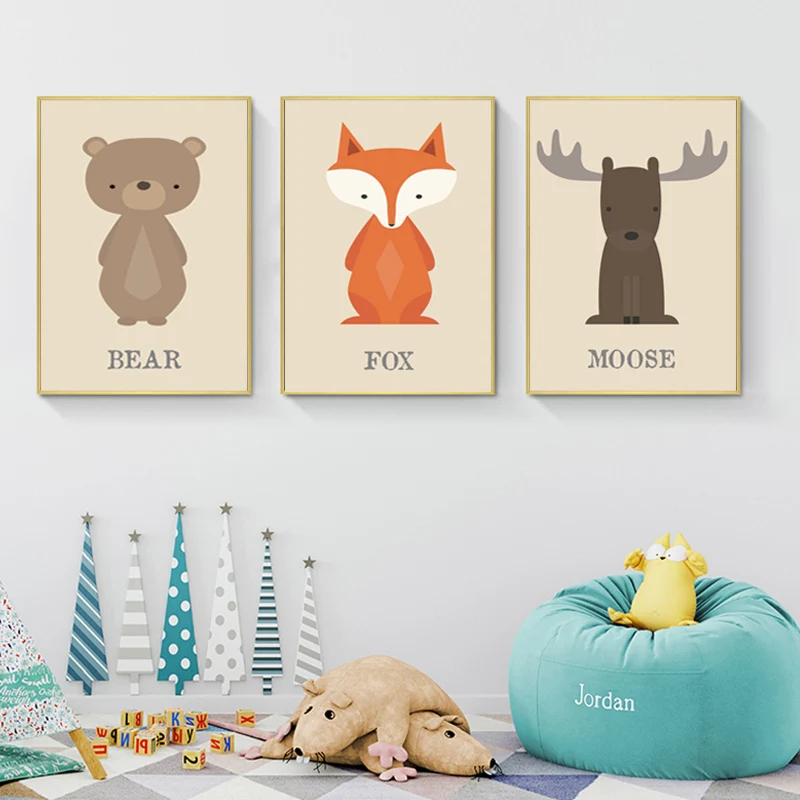 Cute Fox Moose Canvas Posters and Bear Prints Nursery Animal Wall Art Suits Brown Painting Pictures for Living Room Modern Decor
Cute Fox Moose Canvas Posters and Bear Prints Nursery Animal Wall Art Suits Brown Painting Pictures for Living Room Modern Decor