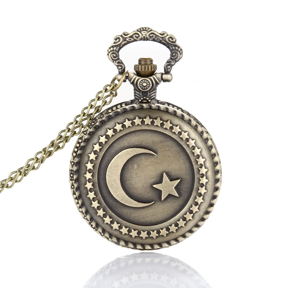 Antique Bronze Turkish Flag Design Moon and Star Theme Quartz Pocket Watch With Necklace Chain LXH
Antique Bronze Turkish Flag Design Moon and Star Theme Quartz Pocket Watch With Necklace Chain LXH