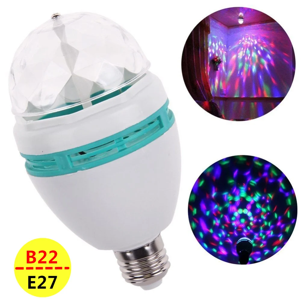 

Full Color E27 LED lamp B22 LED RGB Bulb Auto Rotating Stage light AC85V-265V 110V 220V For Home Decoration Disco Party Dance