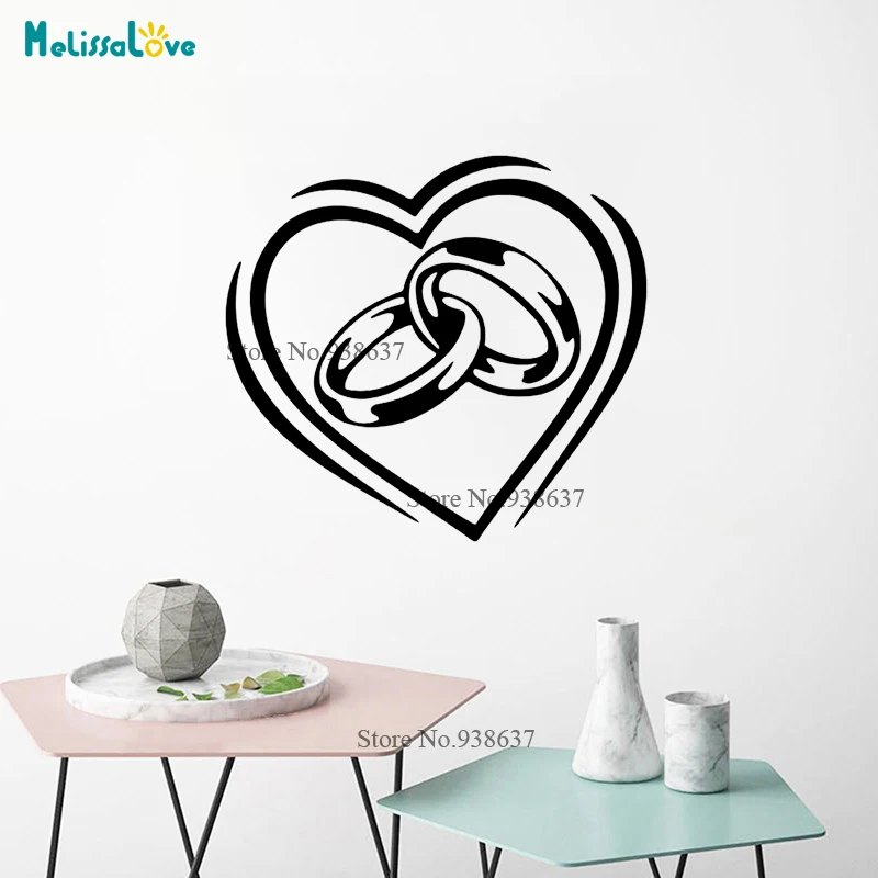 Wedding Rings Heart Design Love Sticker Wedding Decoration Couple Room Bedroom Decal Bride And Groom Wall Stickers CL257
Wedding Rings Heart Design Love Sticker Wedding Decoration Couple Room Bedroom Decal Bride And Groom Wall Stickers CL257