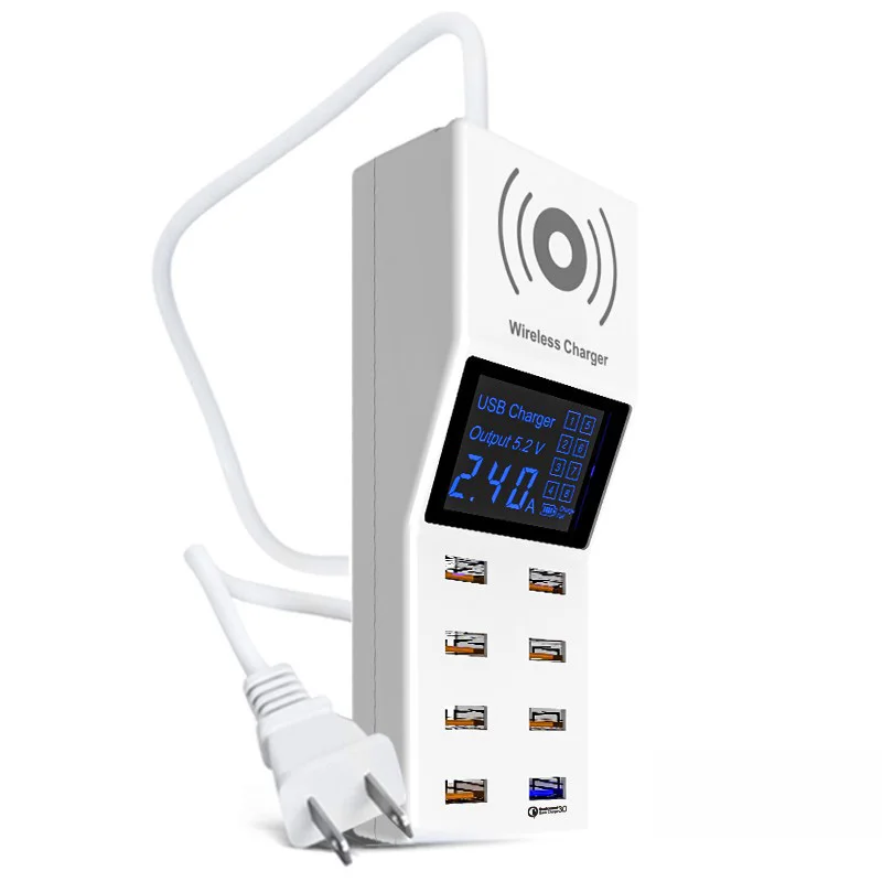 Quick Charge 3.0 Smart 8 Ports USB Phone Charger LED Display Qi Wireless Charger Charging Pad Power Socket Adapter Strip Station
Quick Charge 3.0 Smart 8 Ports USB Phone Charger LED Display Qi Wireless Charger Charging Pad Power Socket Adapter Strip Station