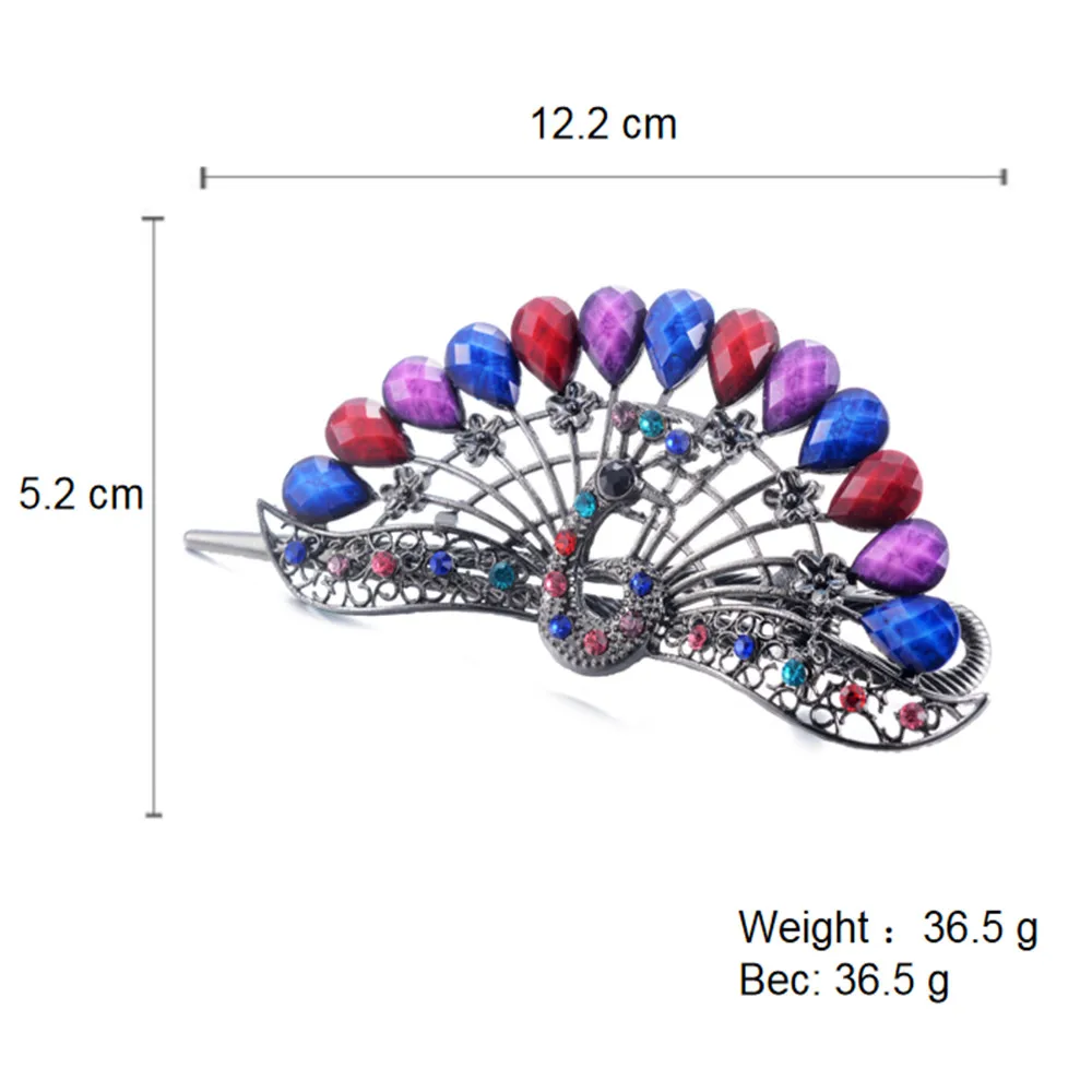 Vivid Big Peacock Hair Clip Wedding Hair Accessories Colorful Rhinestone Resin Crystal Barrettes Metal Hairpin Hair Jewelry Gift
Vivid Big Peacock Hair Clip Wedding Hair Accessories Colorful Rhinestone Resin Crystal Barrettes Metal Hairpin Hair Jewelry Gift