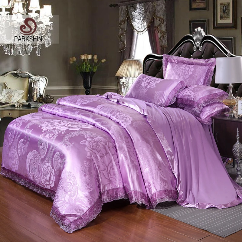 Parkshin Luxury Satin Jacquard Light Purple Bedding Set Silk Duvet Cover Bed Sheet Pillowcase Bed Linen Bedspread Queen King
Parkshin Luxury Satin Jacquard Light Purple Bedding Set Silk Duvet Cover Bed Sheet Pillowcase Bed Linen Bedspread Queen King