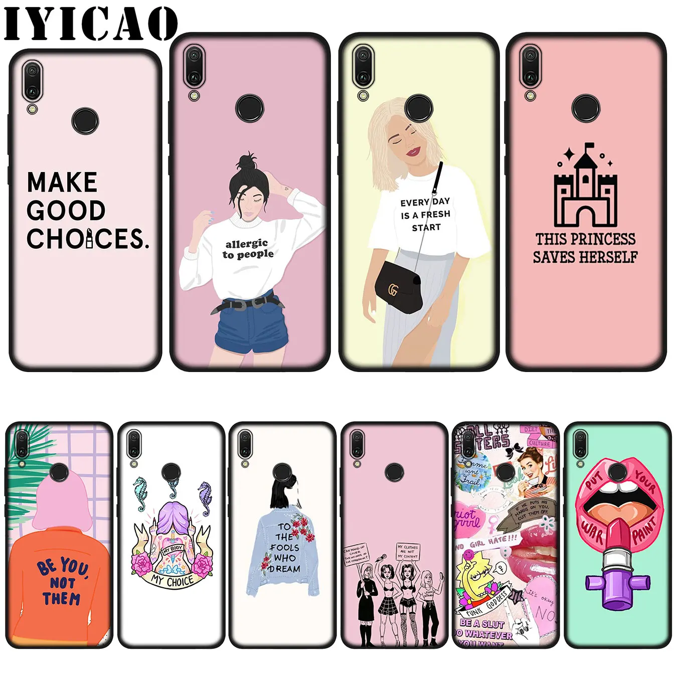 Симпатичный мягкий чехол с логотипом феминизма IYICAO для Huawei P20 Pro P10 P8 P9 Lite Mini 2017 P Smart