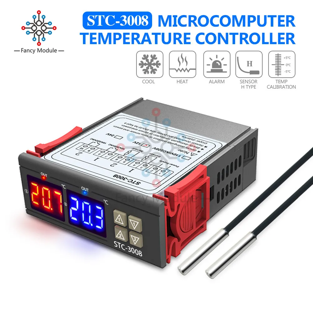 Dual Digital Temperature Controller 12V 24V 110V 220V Thermostat Thermoregulator Incubator Probe 10A Heating Cooling Two Relay
Dual Digital Temperature Controller 12V 24V 110V 220V Thermostat Thermoregulator Incubator Probe 10A Heating Cooling Two Relay