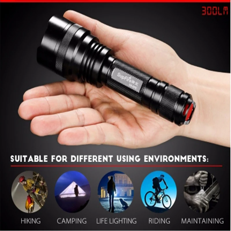 C8-XPE Aluminum flashlight 18650 Rechargeable Battery Waterproof Outdoor Pocketman Camping Powerful Led Flashlight | Лампы и освещение