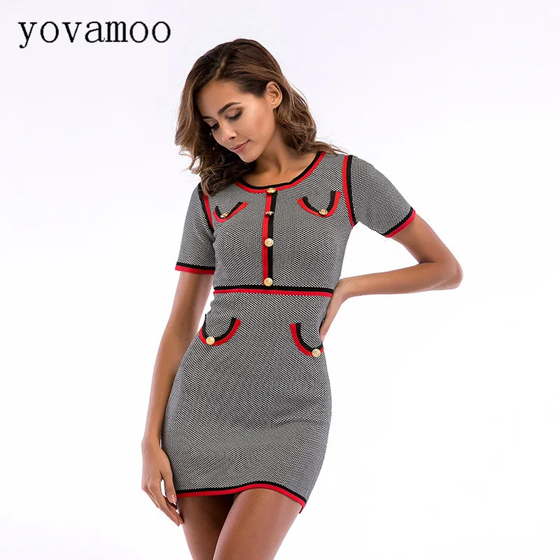 Yovamoo Office Lady Vintage Women's Knitted Dress Elegant Summer O-neck Short-sleeved Color Block Slim Bodycon Dresses
Yovamoo Office Lady Vintage Women's Knitted Dress Elegant Summer O-neck Short-sleeved Color Block Slim Bodycon Dresses