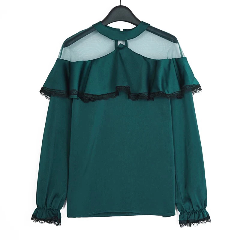 PERHAPS U Women White Green Ruffle Chiffon Full Sleeve Long Sleeve Shirt Blouse B0144
PERHAPS U Women White Green Ruffle Chiffon Full Sleeve Long Sleeve Shirt Blouse B0144