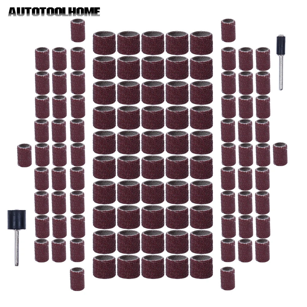 AUTOTOOLHOME 100 шт. 1/2 3/8 1/4 "барабанная шлифовальная наждачная бумага набор наждачной
