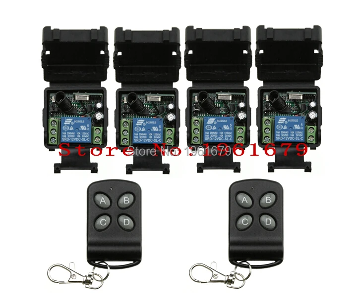 DC 12 v 1CH mini wireless remote control switch Learning code 4 piece receiver&2 piece transmitter with with four buttons
DC 12 v 1CH mini wireless remote control switch Learning code 4 piece receiver&2 piece transmitter with with four buttons
