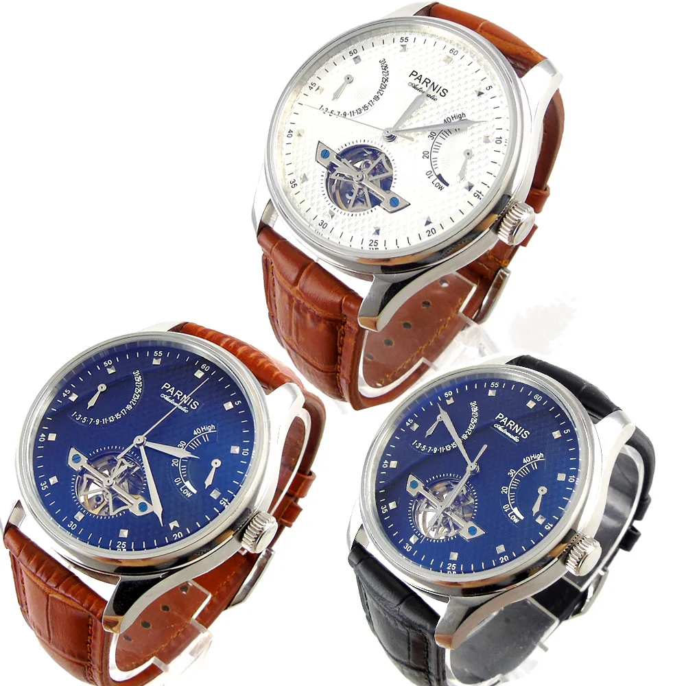43mm Automatic Parnis Casual Automatic Mechanical Watches for Men's ST2505 Automatic Power Reserve Tourbillon Silver Men's Watch
43mm Automatic Parnis Casual Automatic Mechanical Watches for Men's ST2505 Automatic Power Reserve Tourbillon Silver Men's Watch