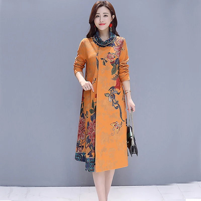 Large size 2021 autumn and winter new women's dress high quality retro long-sleeved temperament dress fashion elegant Vestido
Large size 2021 autumn and winter new women's dress high quality retro long-sleeved temperament dress fashion elegant Vestido