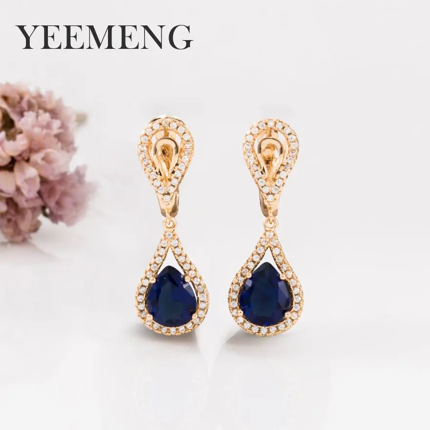 YEEMENG New Earrings Women Fashion Jewelry Rose Gold Color Blue/White Natural Zircon Water Drop Dangle Earrings
YEEMENG New Earrings Women Fashion Jewelry Rose Gold Color Blue/White Natural Zircon Water Drop Dangle Earrings