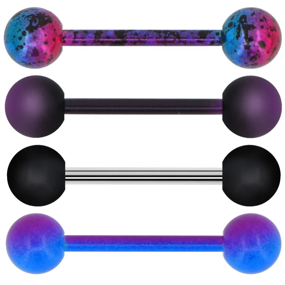 Body Punk 4 PCS Tongue Piercing Stainless Steel 14G Tongue Rings Barbell Purple Black Splatter Tongue Barbell Jewelry for Women
Body Punk 4 PCS Tongue Piercing Stainless Steel 14G Tongue Rings Barbell Purple Black Splatter Tongue Barbell Jewelry for Women