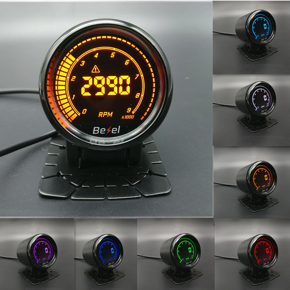 Новый дизайн 2 &quot52 мм EVO ЖК-дисплей 0-9000RPM Тахометр монитор 7 цветов в комплекте