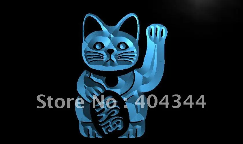 LK980- MANEKI NEKO Lucky Cat Charm Good Light Sign