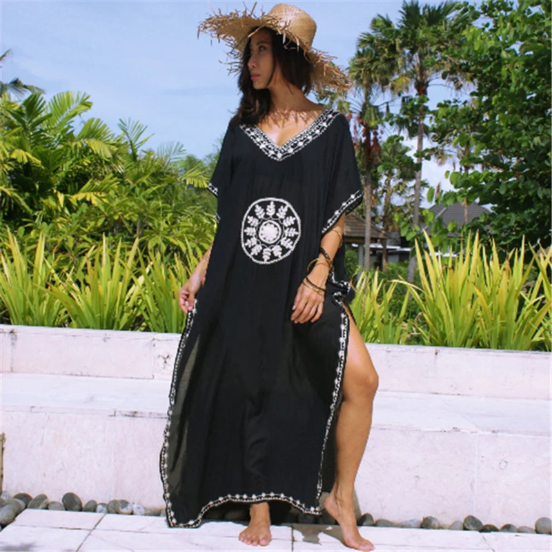 Lady Charming Sexy Bathing Suit Robe Beachwear Swimwear Bikini Tunic Cotton Embroidered Cover Up Kaftan Women Summer Dress
Lady Charming Sexy Bathing Suit Robe Beachwear Swimwear Bikini Tunic Cotton Embroidered Cover Up Kaftan Women Summer Dress