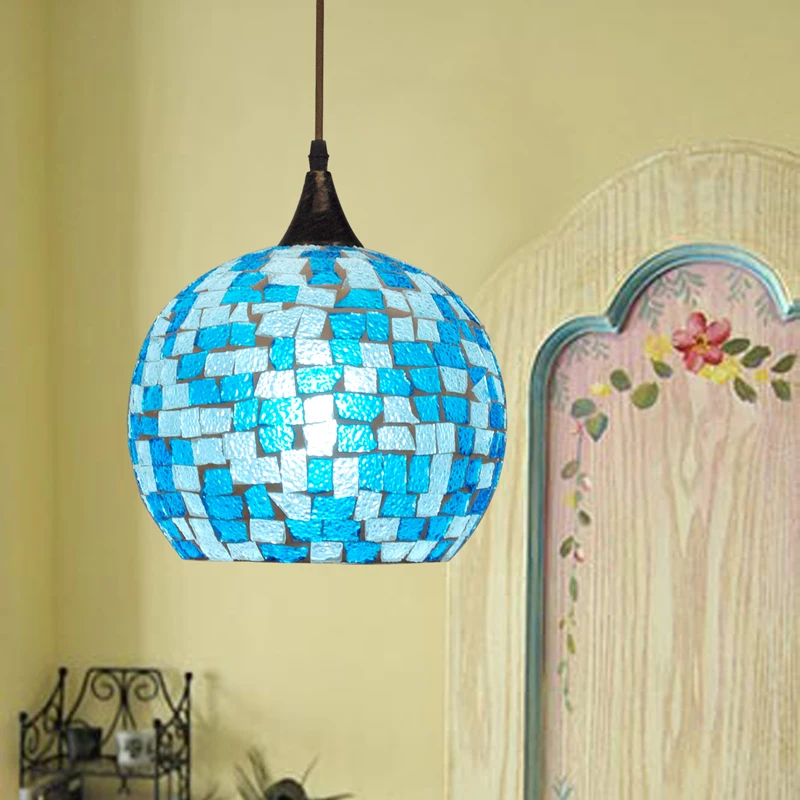 Bohemian style glass lampshade Mediterranean Stained Glass Suspended Luminaire for corridor bedroom single-head pendant lamp
Bohemian style glass lampshade Mediterranean Stained Glass Suspended Luminaire for corridor bedroom single-head pendant lamp