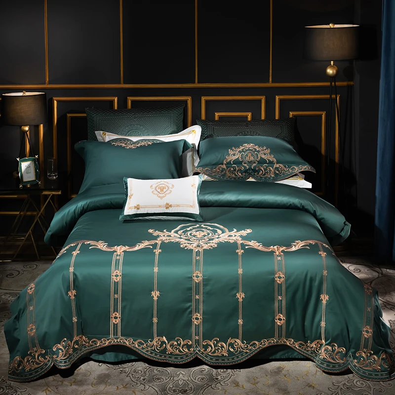 New 100S egyptian cotton 4 Pcs Bedding Set Bedclothes green embroidery Bed Linens Duvet Cover Set Bed Sheet
New 100S egyptian cotton 4 Pcs Bedding Set Bedclothes green embroidery Bed Linens Duvet Cover Set Bed Sheet