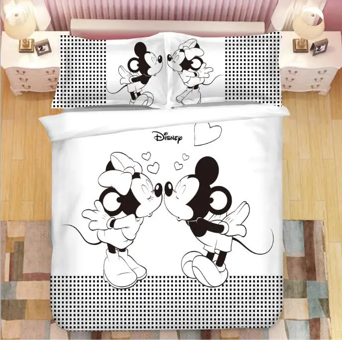 Black White Kiss Mickey and Minnie Mouse Bedding set Twin size Duvet Covers Queen Bedspread for Kids Bedroom Girls Bed Covers
Black White Kiss Mickey and Minnie Mouse Bedding set Twin size Duvet Covers Queen Bedspread for Kids Bedroom Girls Bed Covers