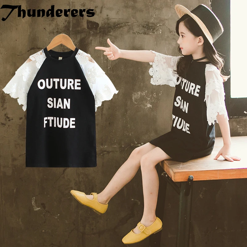 Thunderers Lace Short Sleeve Kids Princess Dress For Girl Printed Letter Party Dress Cotton Casual Toddler Baby Clothes 5Y-12Y
Thunderers Lace Short Sleeve Kids Princess Dress For Girl Printed Letter Party Dress Cotton Casual Toddler Baby Clothes 5Y-12Y