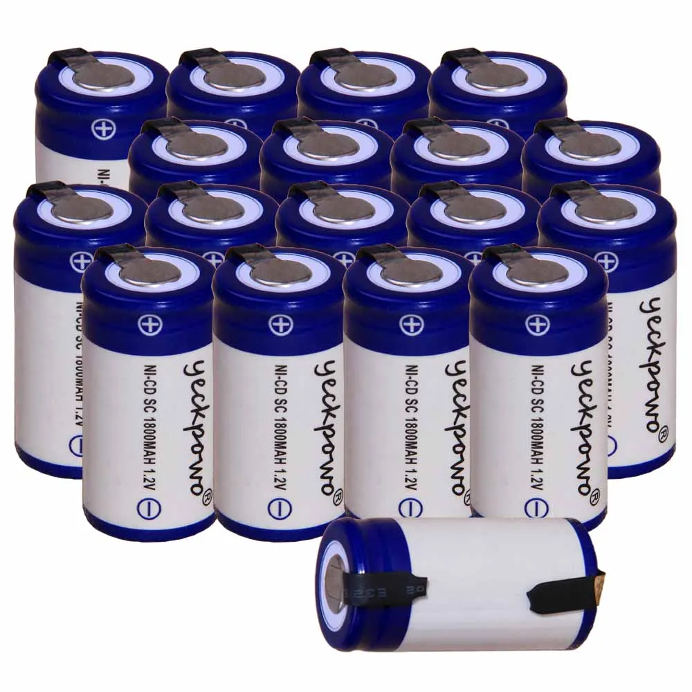 Самая низкая цена 18 шт аккумулятор SC 1 2 v батареи перезаряжаемые 1800 mAh nicd Батарея